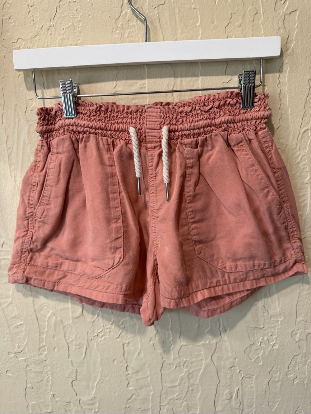 Love Tree Smocked Waist Casual Shorts - Dusty Coral